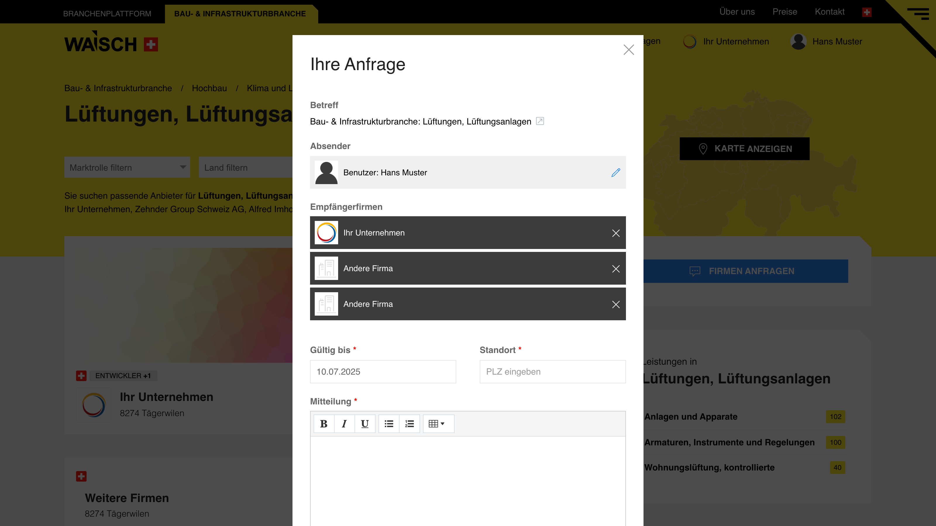 Direkt kontaktieren und Angebot einholen (2)
